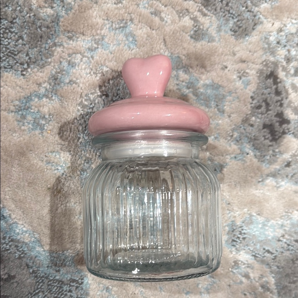 Pink Heart Lid Glass Jar